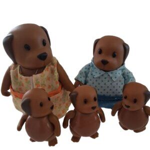 Calico Critters Li'l Woodzeez Chocolate Lab Family Of 5